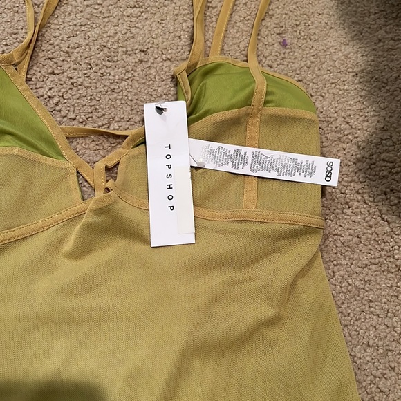 NWT Topshop size small green mesh dress - Picture 3 of 4